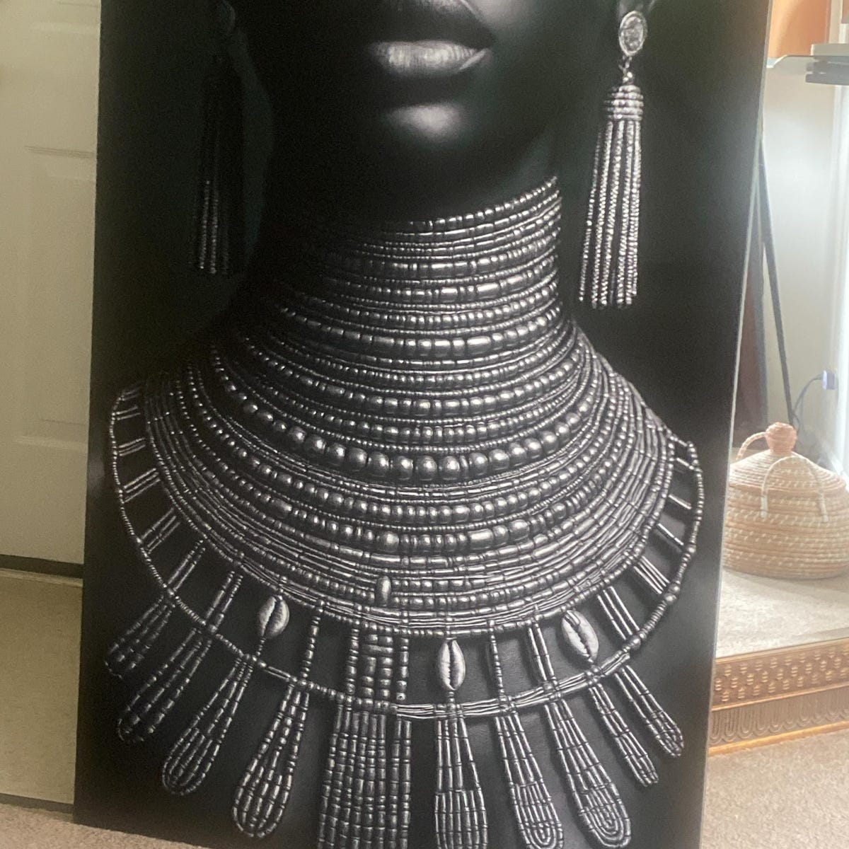 Modern home decor piece: African tribal portrait on canvas