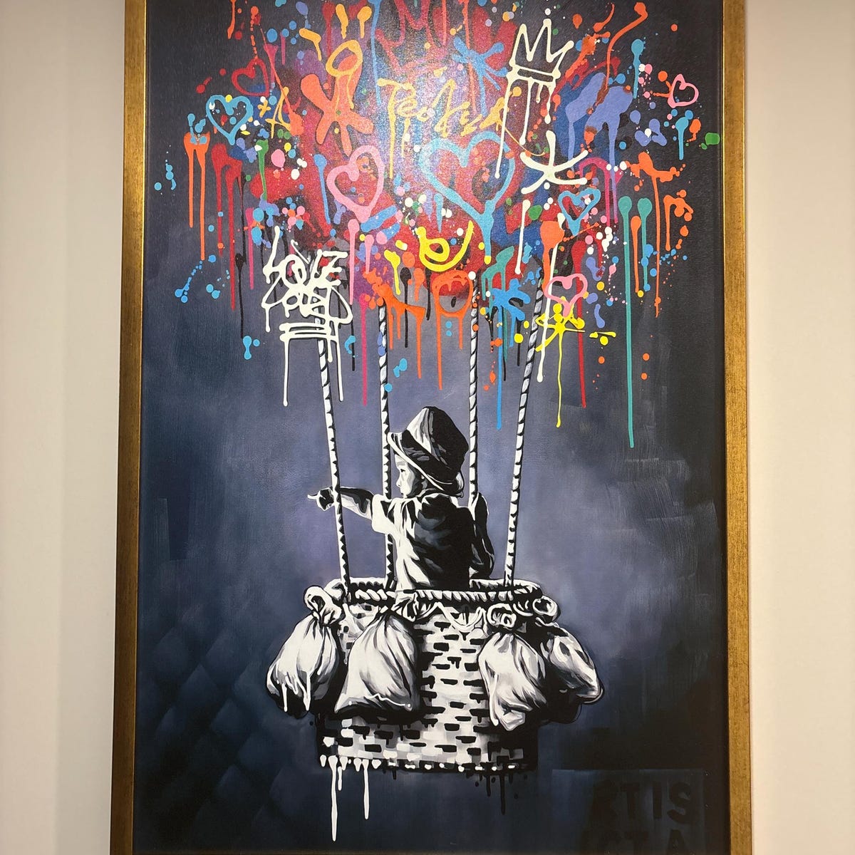 Ready-to-hang Banksy-inspired wall decoration