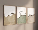 Three posters arranged for a cohesive wall display