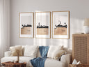 Three-panel Arabic wall art set featuring Sabar Shukar Dua, panel 1