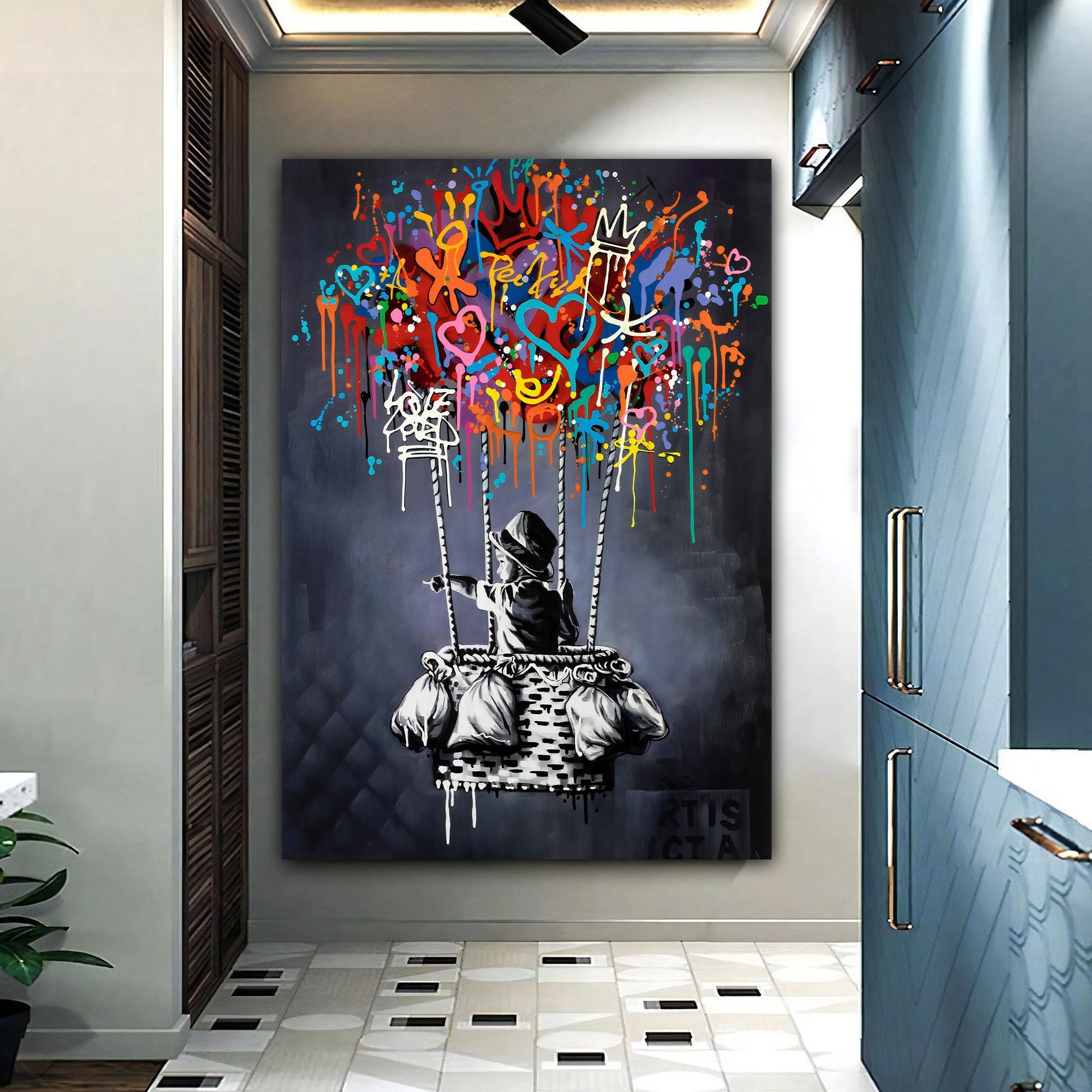Vibrant balloon artwork on high-quality canvas