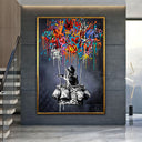 Close-up texture of canvas print with vivid inks