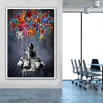 Urban street art style decor inspired by Banksy