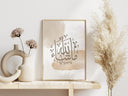 Minimal Islamic art wall print with Arabic calligraphy suitable for Ramadan decor