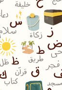 Arabic Alphabet Islamic Kids Wall Art | Children's Room Decor | Islamic Nursery Print