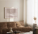 Abstract Arabic script with soft beige and taupe tones