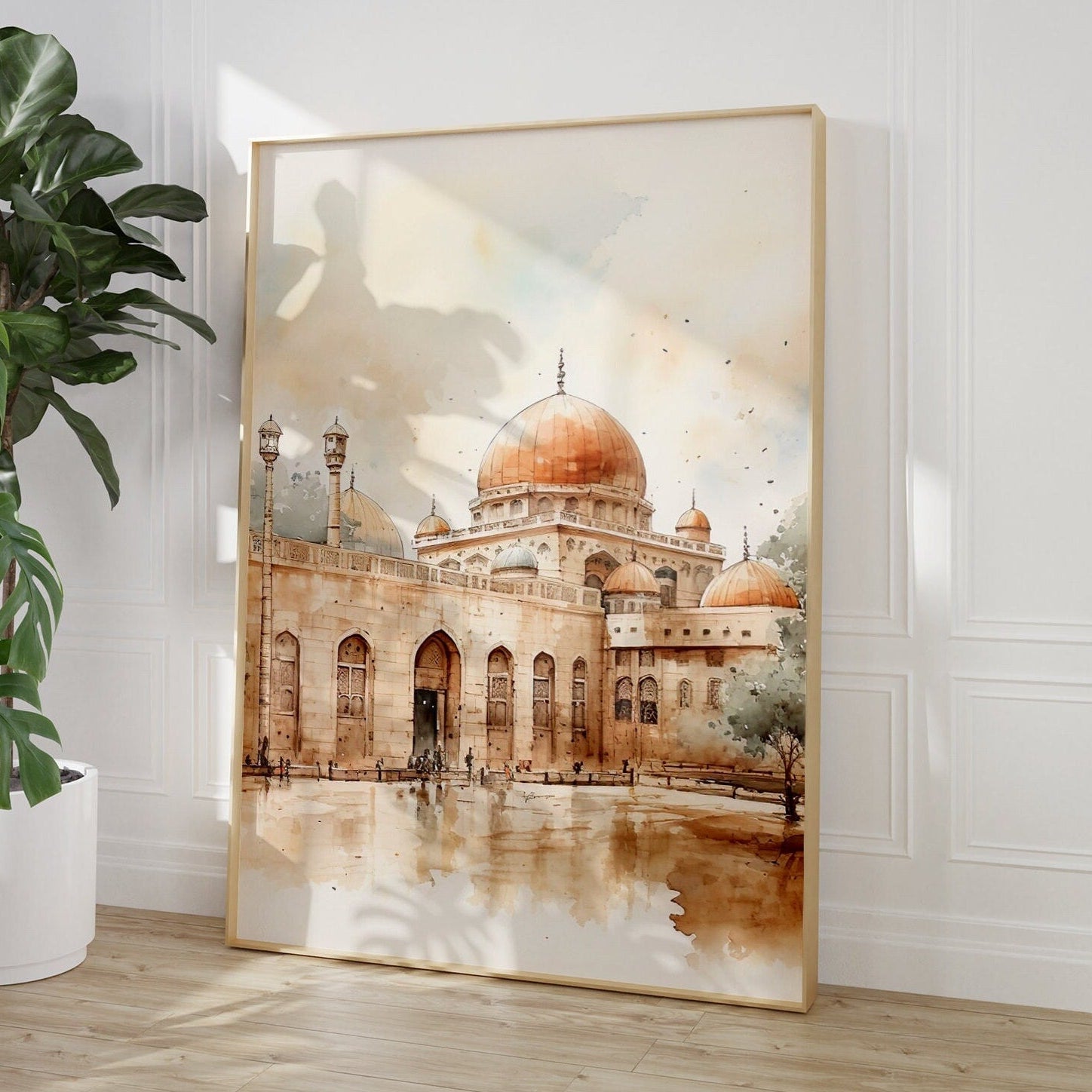 Al-Aqsa Mosque beige Boho Islamic wall art poster