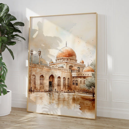 Al-Aqsa Mosque beige Boho Islamic wall art poster
