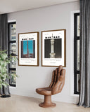 Modern living room with Makkah Calligraphy poster on the wall