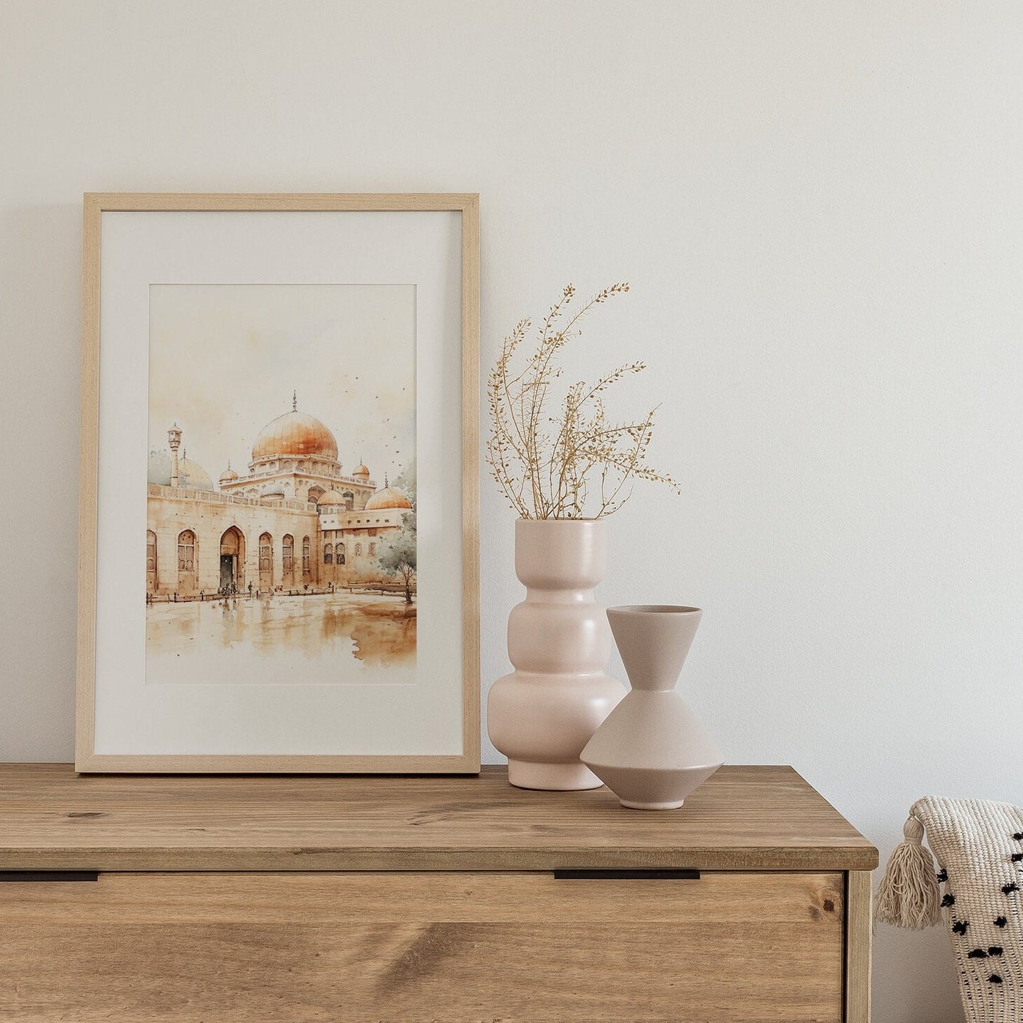 Neutral beige abstract Islamic wall art for home decor