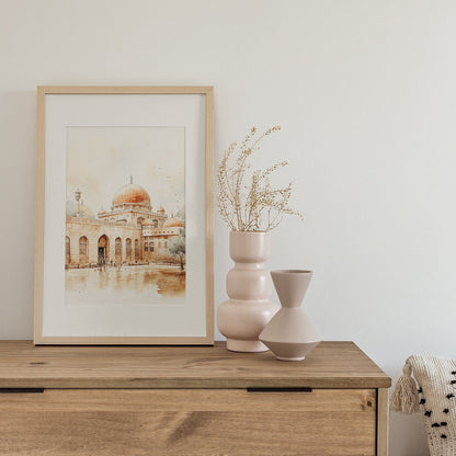 Neutral beige abstract Islamic wall art for home decor