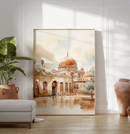 Old Jerusalem architectural motif Islamic art print