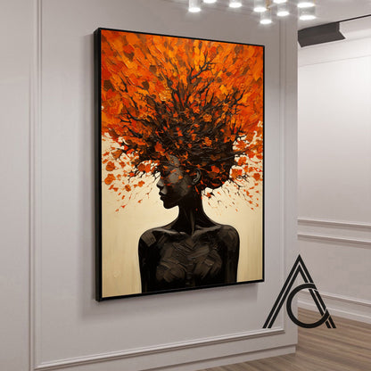 Portrait of a Black lady in vibrant colors for wall decor