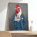 Cockerel painting on canvas - front view with bold colors