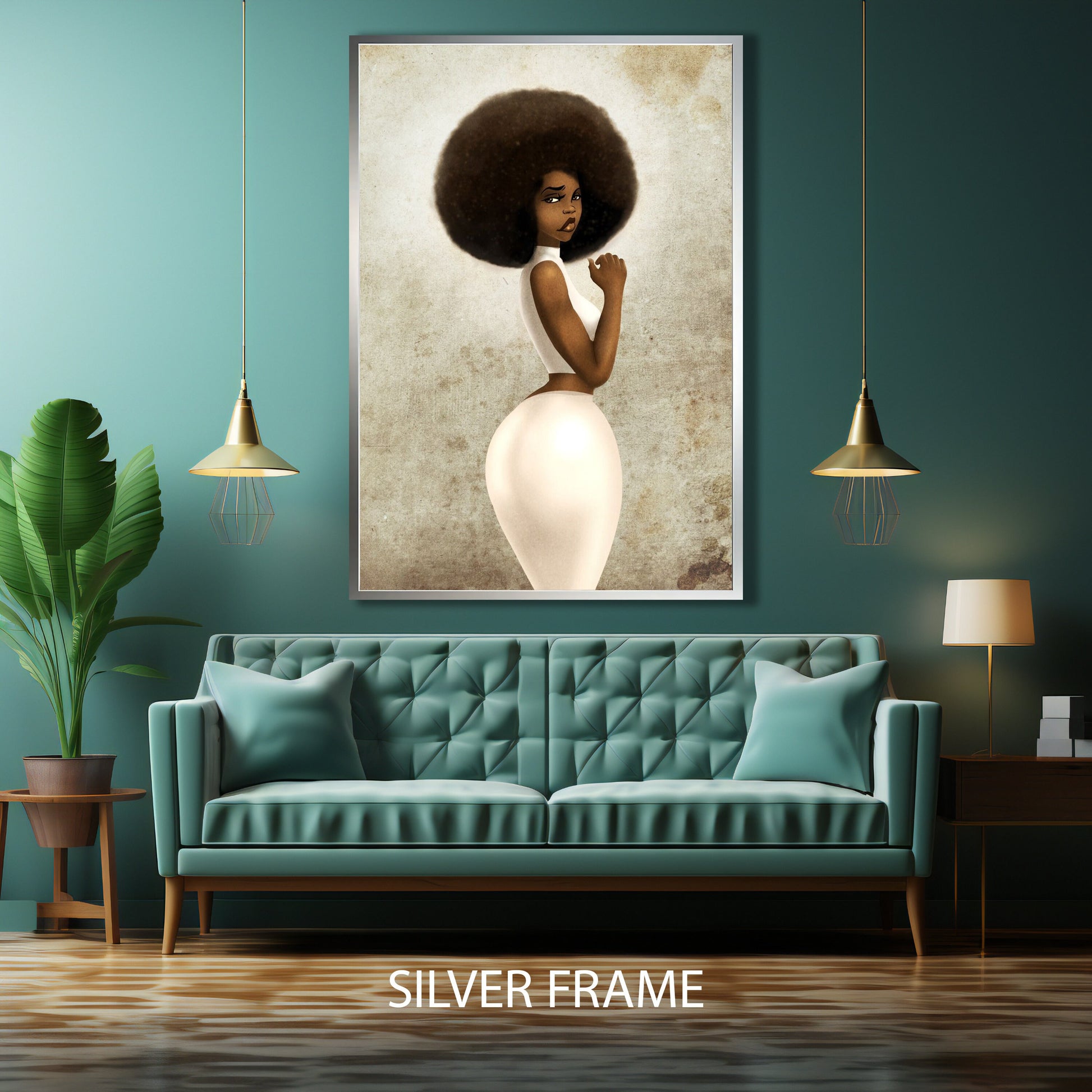 Princess poster style African woman wall art on canvas