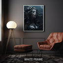 Serpent motif Medusa artwork on modern framed canvas