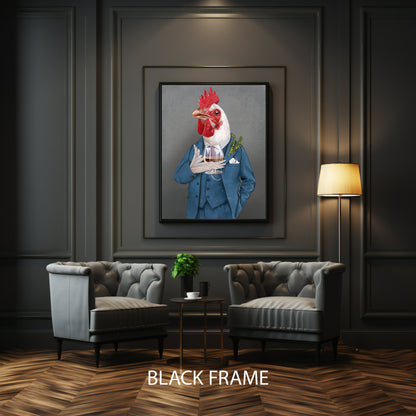 Living room setup featuring Cockerel canvas print