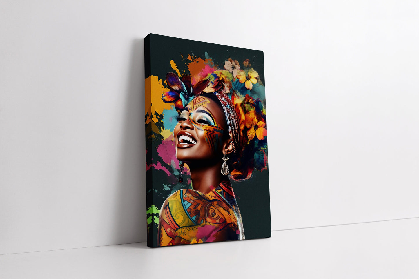 Close-up of African woman illustration on canvas wall decor