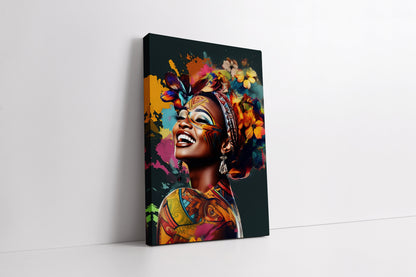 Close-up of African woman illustration on canvas wall decor