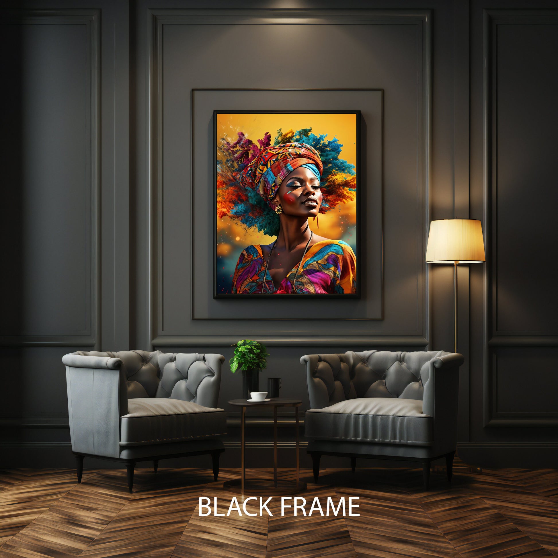 Graffiti-inspired canvas art featuring an Afro American woman