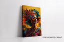 Colorful canvas print of a fashionable Black woman for wall decor