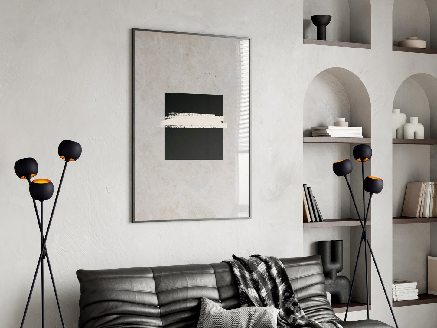 Minimalist Kaaba wall art in neutral tones