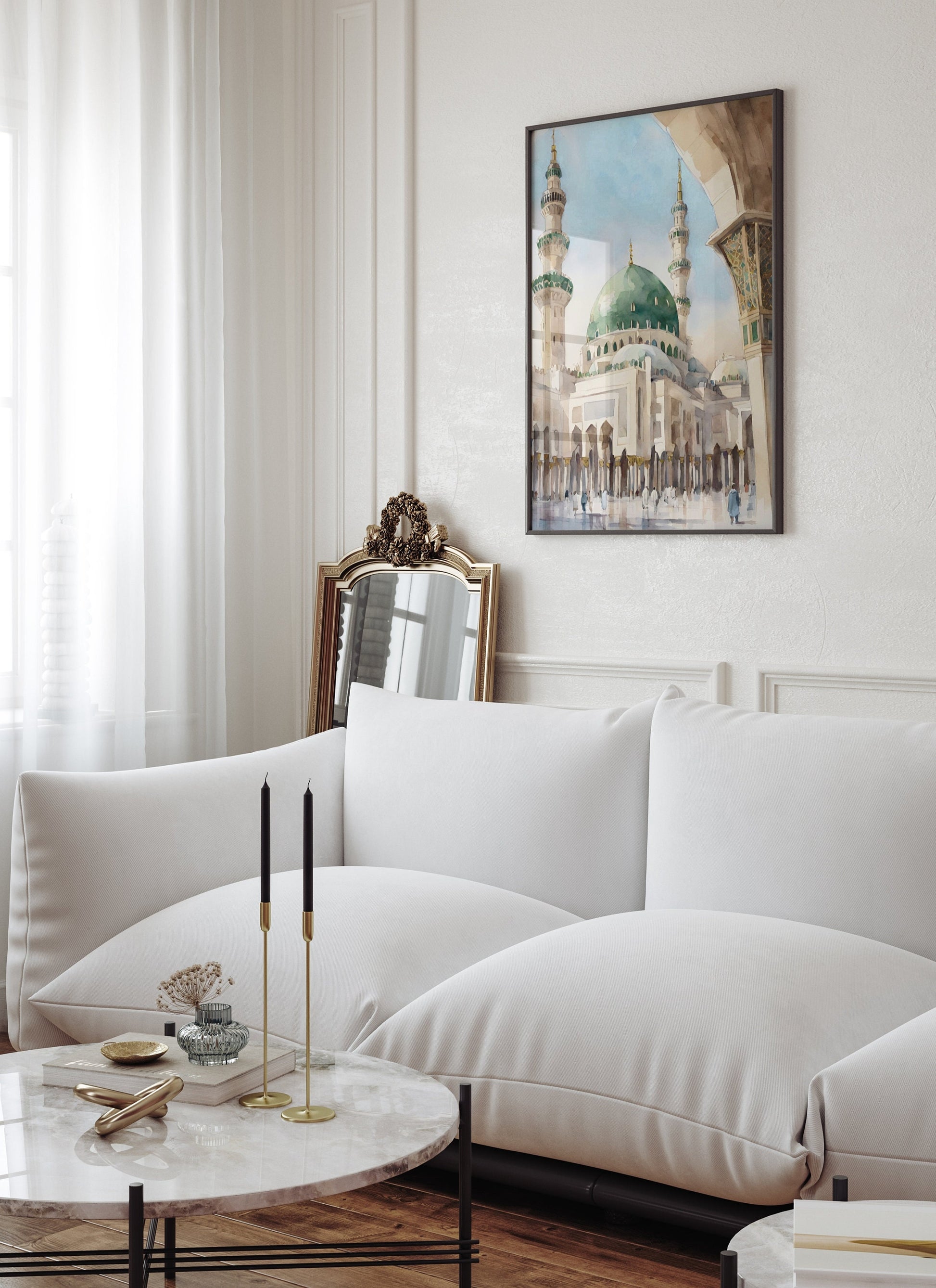 Islamic art featuring Madinah Masjid Nabawi landmark for home decor
