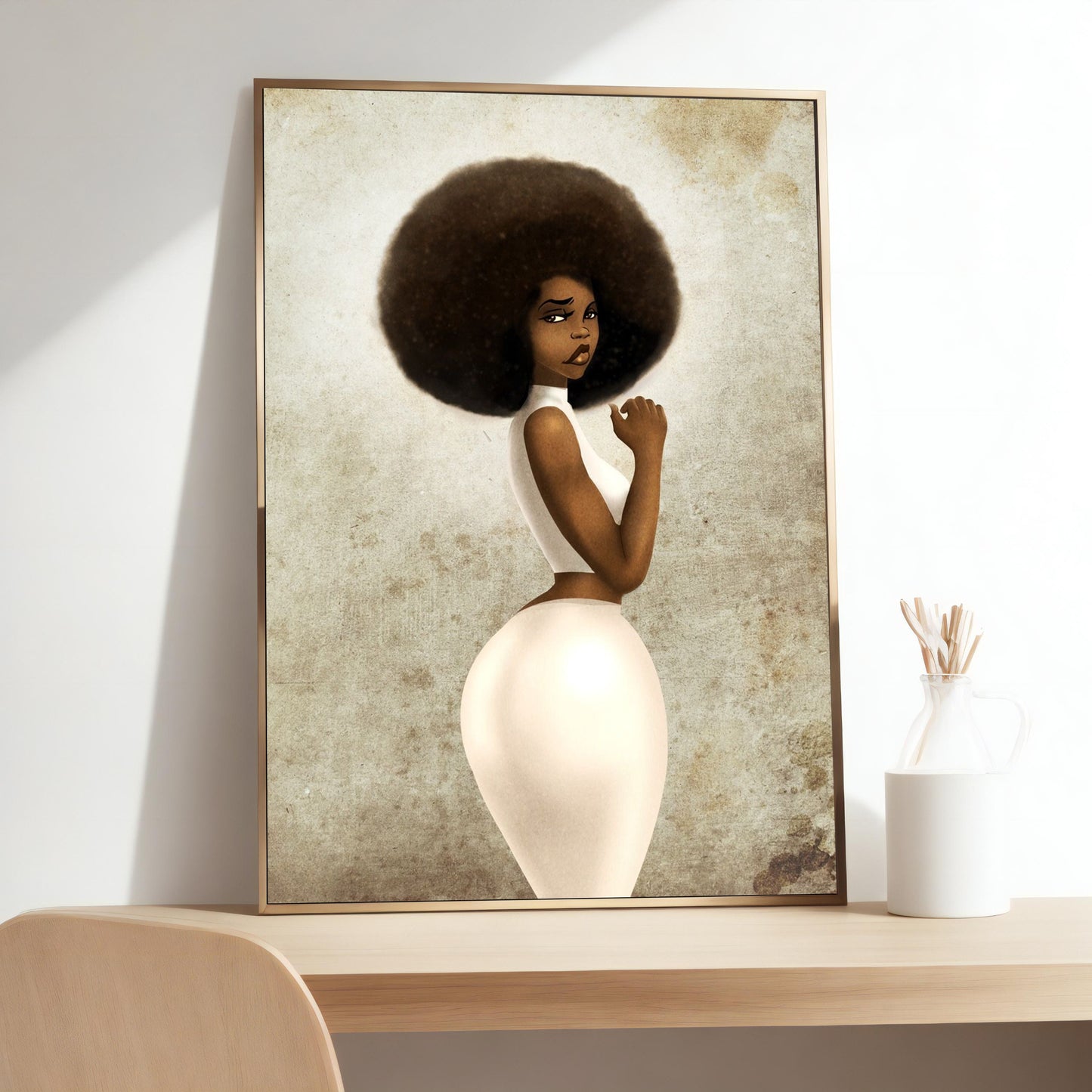 Black Princess Queen African Woman canvas wall art, front view