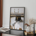 Islamic wall art print featuring Kaaba and Mecca Grand Mosque