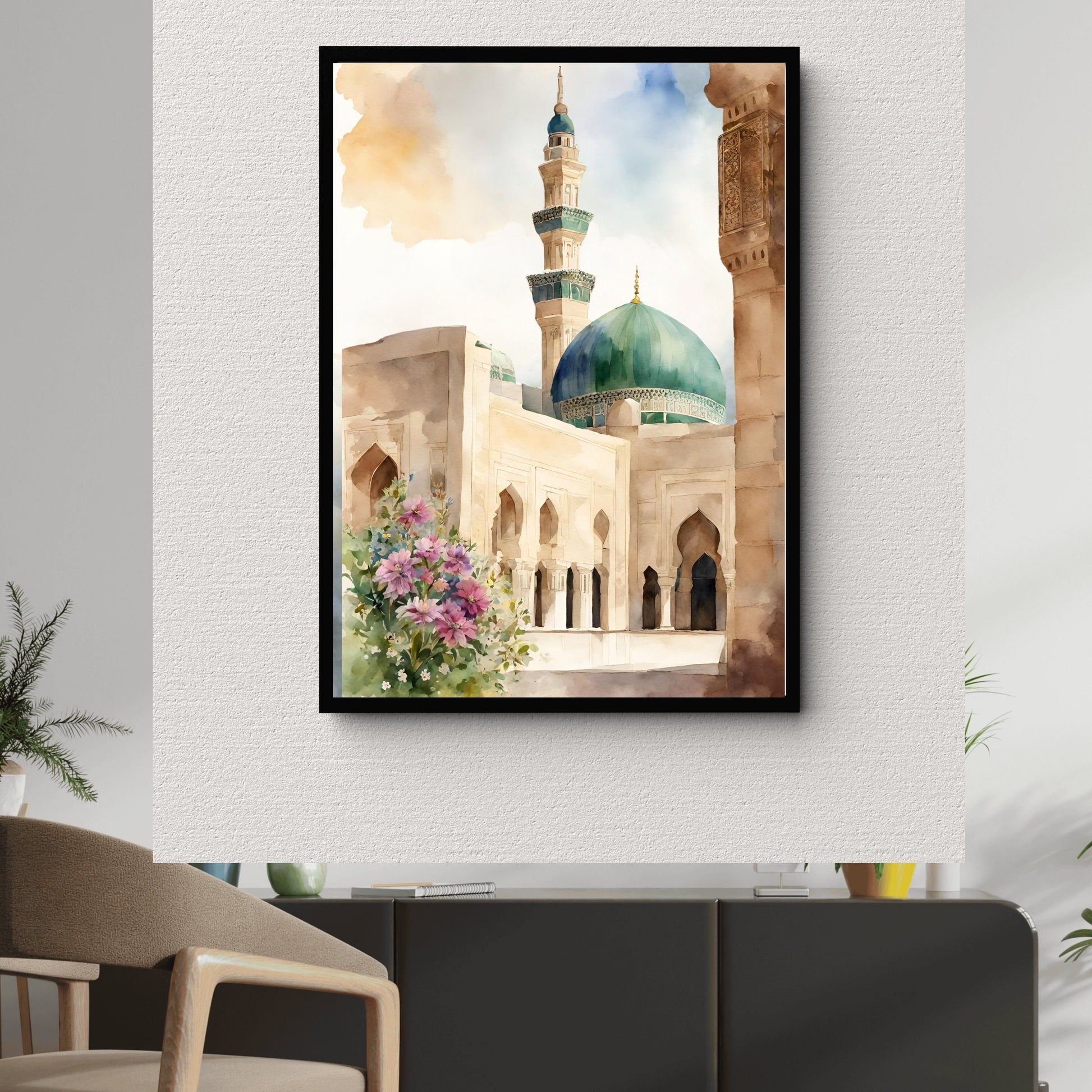 Pastel Islamic wall art inspired by Masjid Nabawi