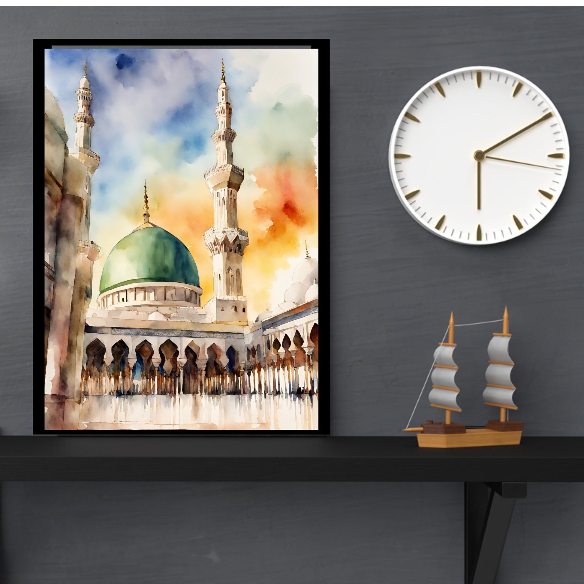 Full Masjid Nabawi wall art ready for framing