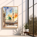 Boho Islamic wall art with soft watercolor washes