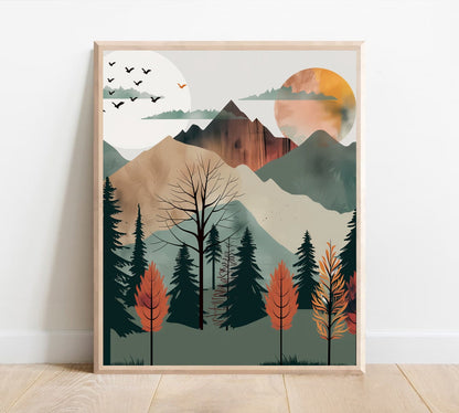 Nature-inspired landscape wall art for nursery