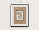 Framed Allah Muhammed calligraphy poster in warm tones