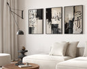 Wabi Sabi abstract Islamic wall art with Arabic calligraphy on neutral canvas