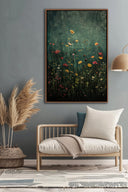 Close-up of wildflowers in a rustic frame for floral decor