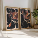 Abstract botanical wall art set of 2 panels - complementary floral design