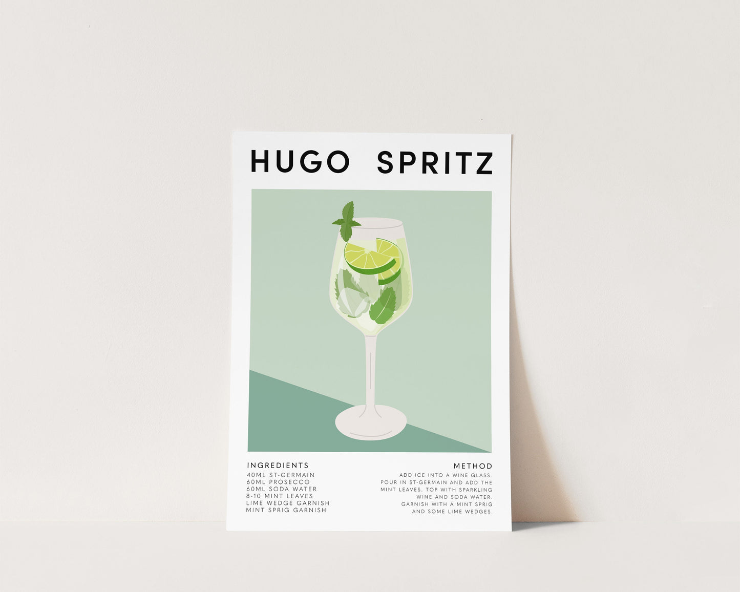 Hugo Spritz cocktail art displayed with citrus props