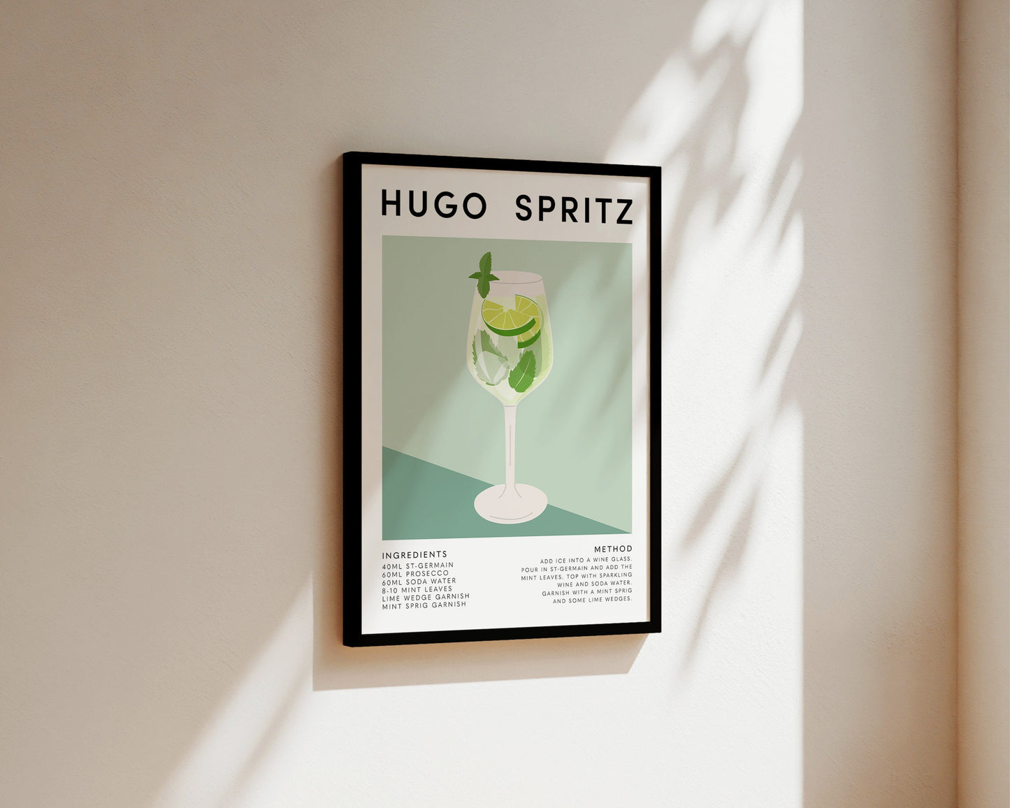 Hugo Spritz print styled with warm yellow accents