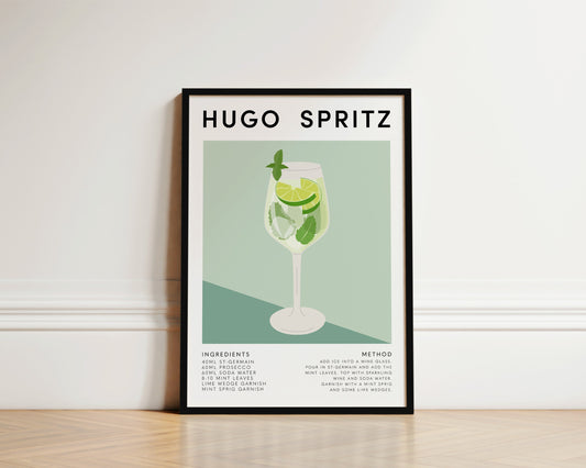 Hugo Spritz cocktail art print – close-up detail