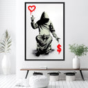 Banksy Love or Money graffiti wall art on canvas - close-up texture