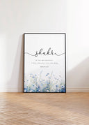 Close-up of Sabr wall art print with ornate floral frame