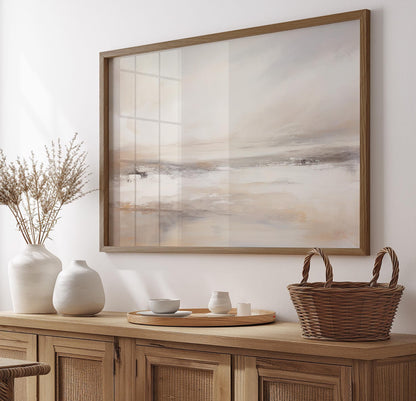 Minimalist wall decor with beige and grey hues