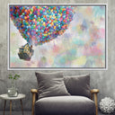 Colorful rainbow balloons artwork on canvas for wall decor