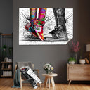 Colorful graffiti wall decor for living room