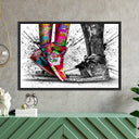 Colorful urban graffiti wall decor on canvas