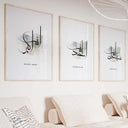 Three-piece Islamic art poster set featuring Dhikr Tasbih calligraphy