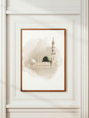 Architectural silhouette and calligraphy on Islamic wall decor