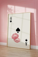 Glamorous wall art with cards and lips for living room