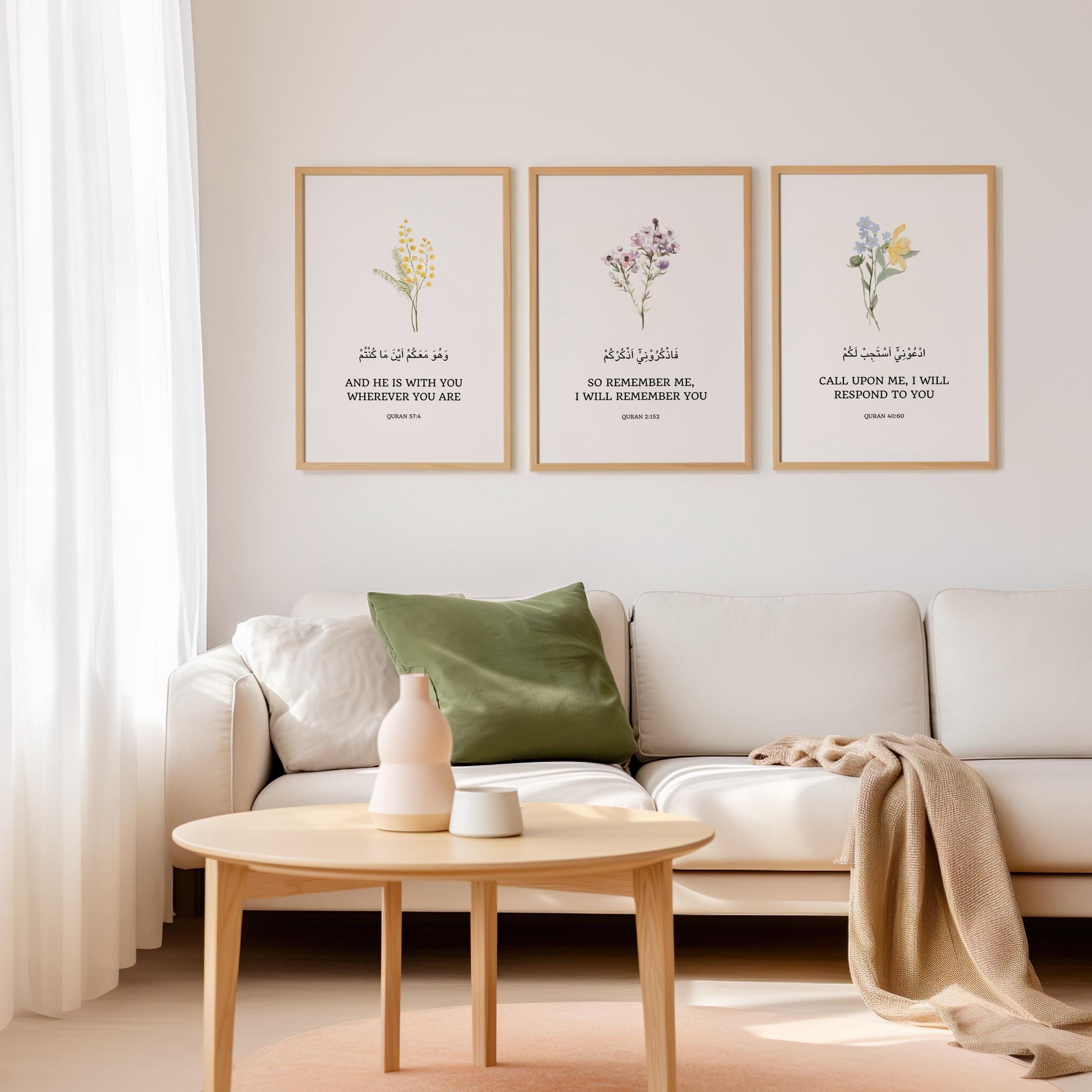 Set of 3 Quran quotes art prints for living room decor